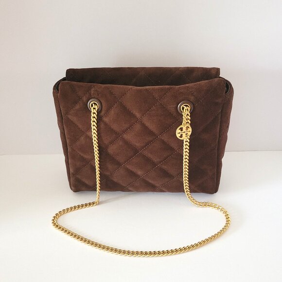 Tory Burch Willa Willa Suede Small Zip Top Tote Dark Cocoa 170068 Shoulder Bag - Picture 1 of 8